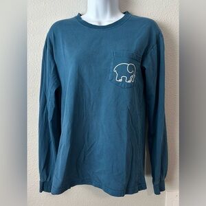Ivory Ella Women’s Blue Long Sleeve Single Pocket Tshirt Size Small
